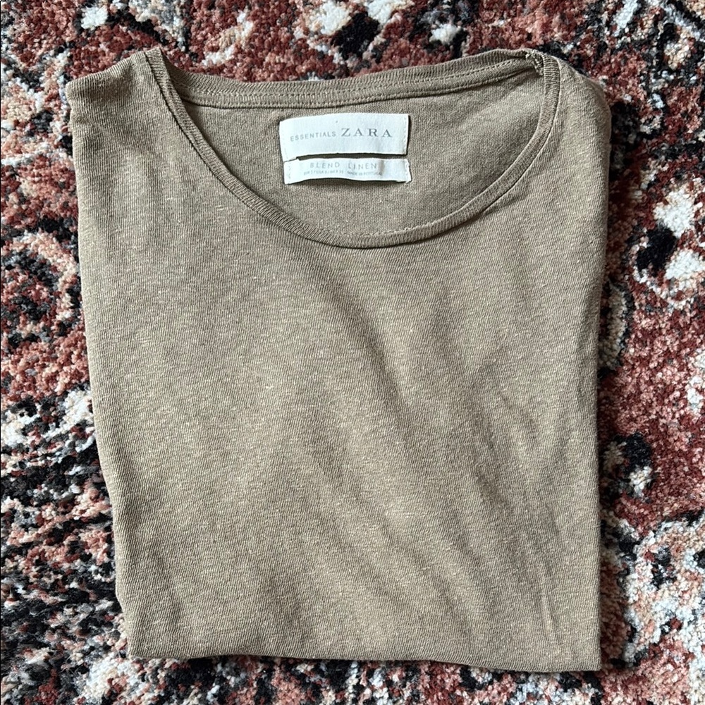 Zara tan linen t shirt